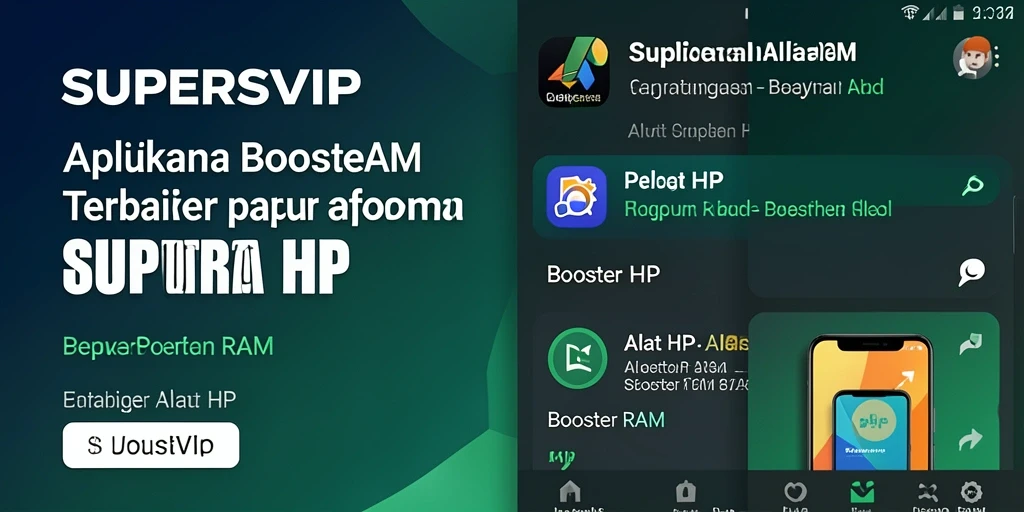 Tampilan antarmuka dan fungsi utama SUPERSVIP sebagai Booster RAM.