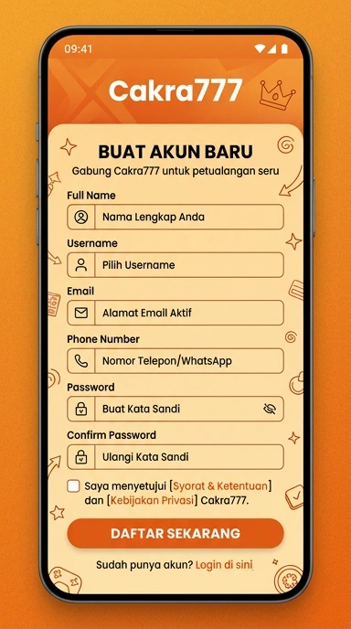Tampilan halaman daftar cakra777