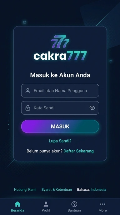 Tampilan halaman login cakra777